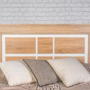 Serene oak white headboard in bedroom setting