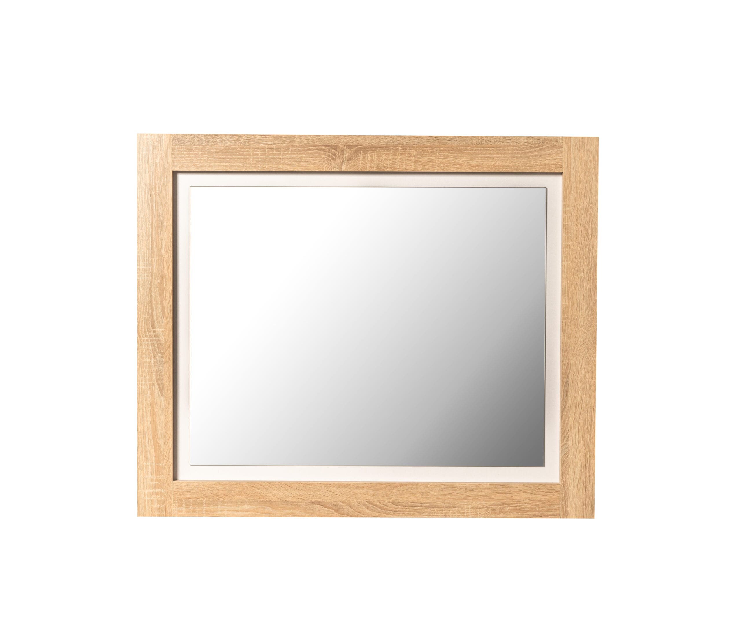Modern square mirror featuring Oak White wood