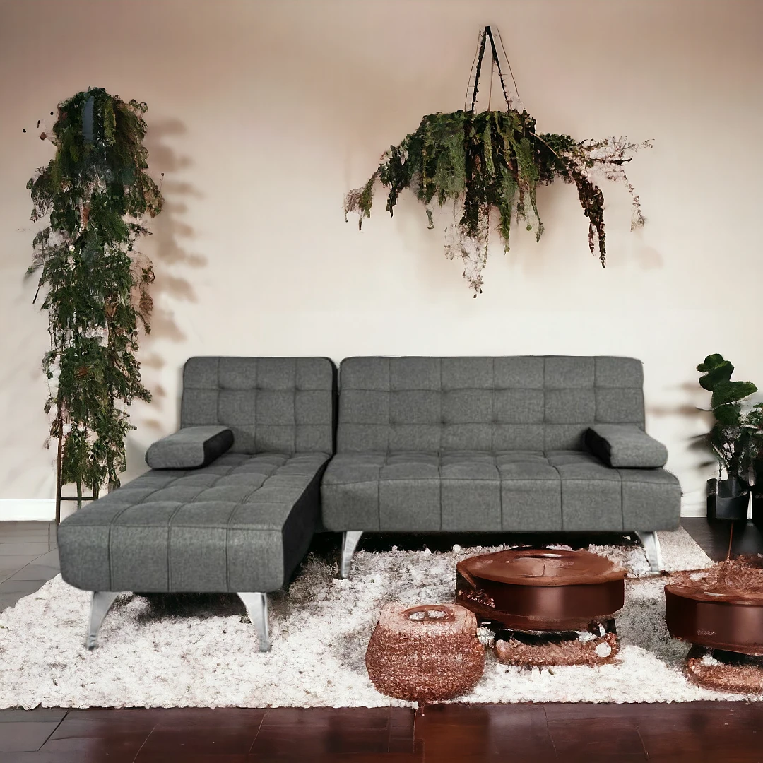 Dark Grey Corner Sofa Bed, Nordic Style Sofa, 3-seater Sofa Bed