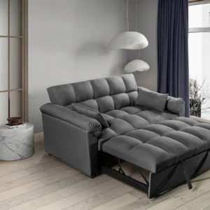 Dark Grey Fabric Pull Out Double Sofa Bed
