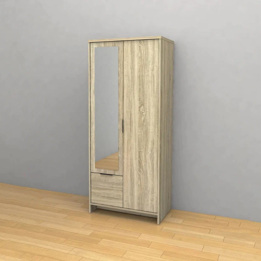 Contemporary White/Oak Wardrobe