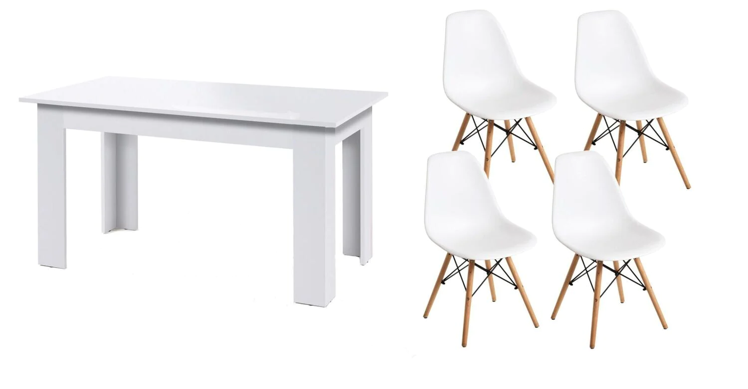 Bright white wooden dining chairs