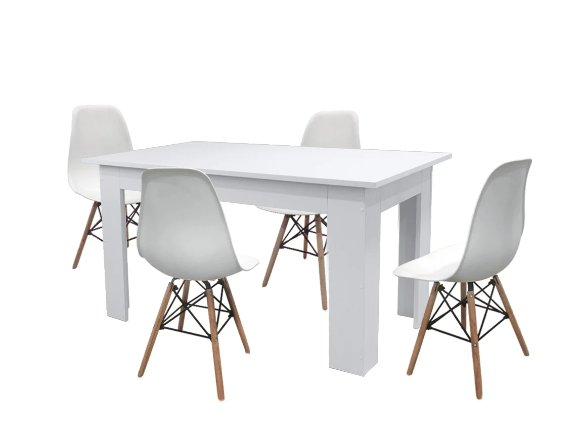 Wooden dining table set in white Wooden Dining Table Set
