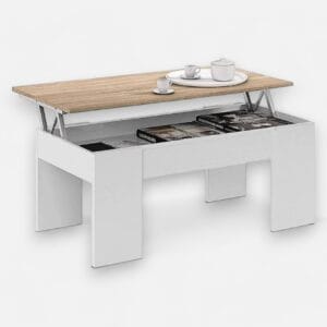 wood lift-up top coffee table in a modern living room