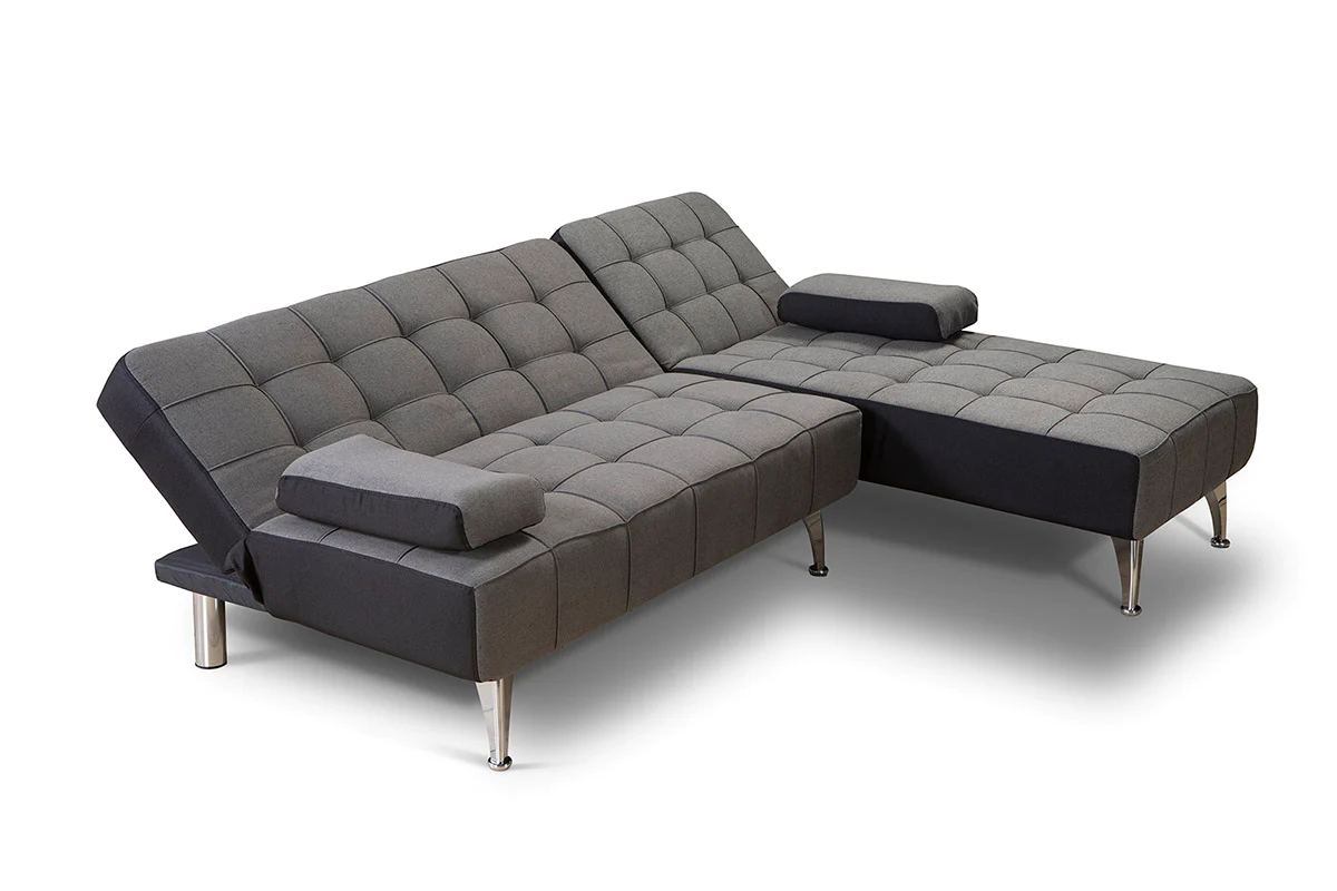 Nordic Style Corner Sofa Bed in Dark Grey