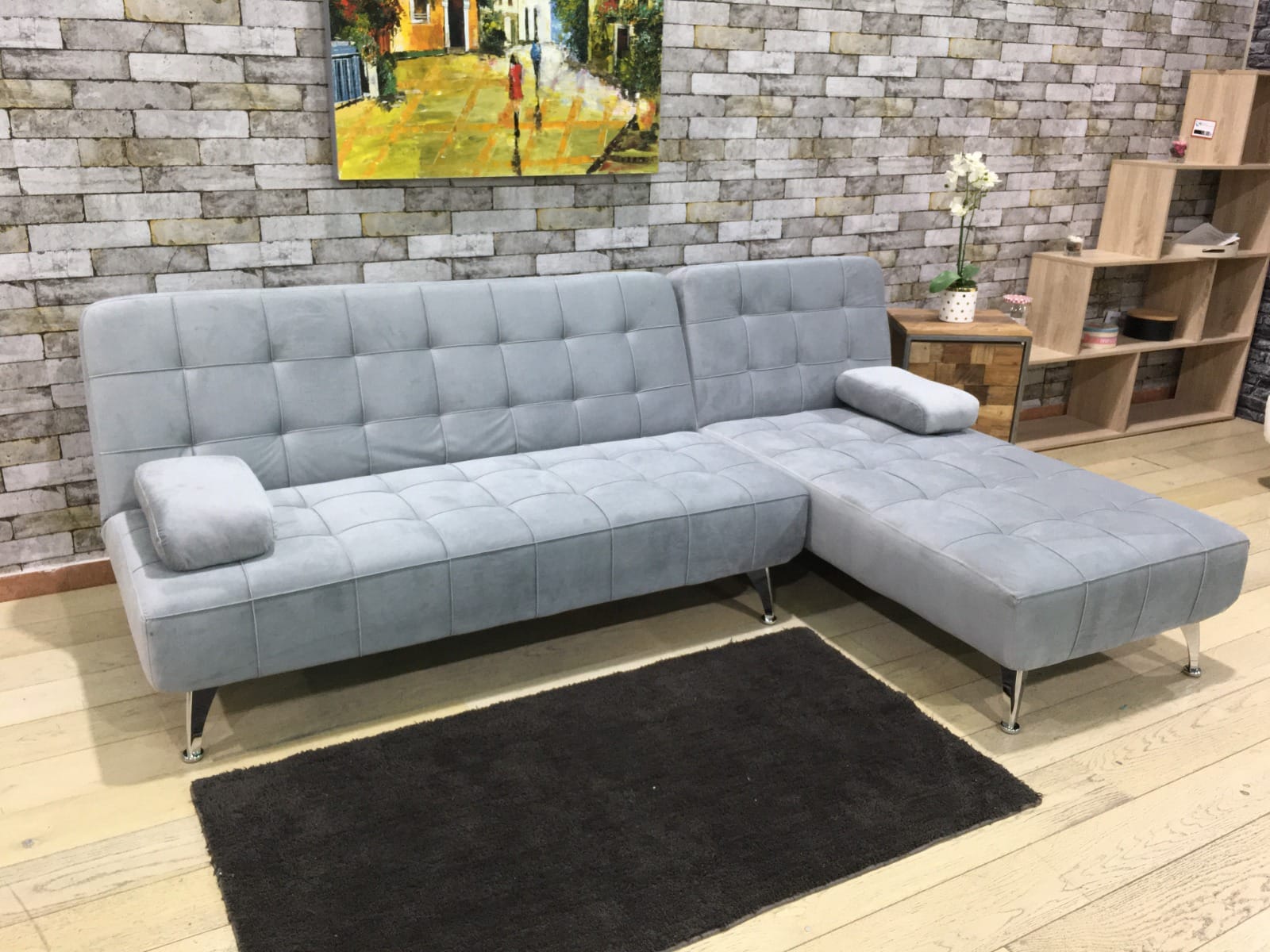 Light Grey Fabric Sofa Bed