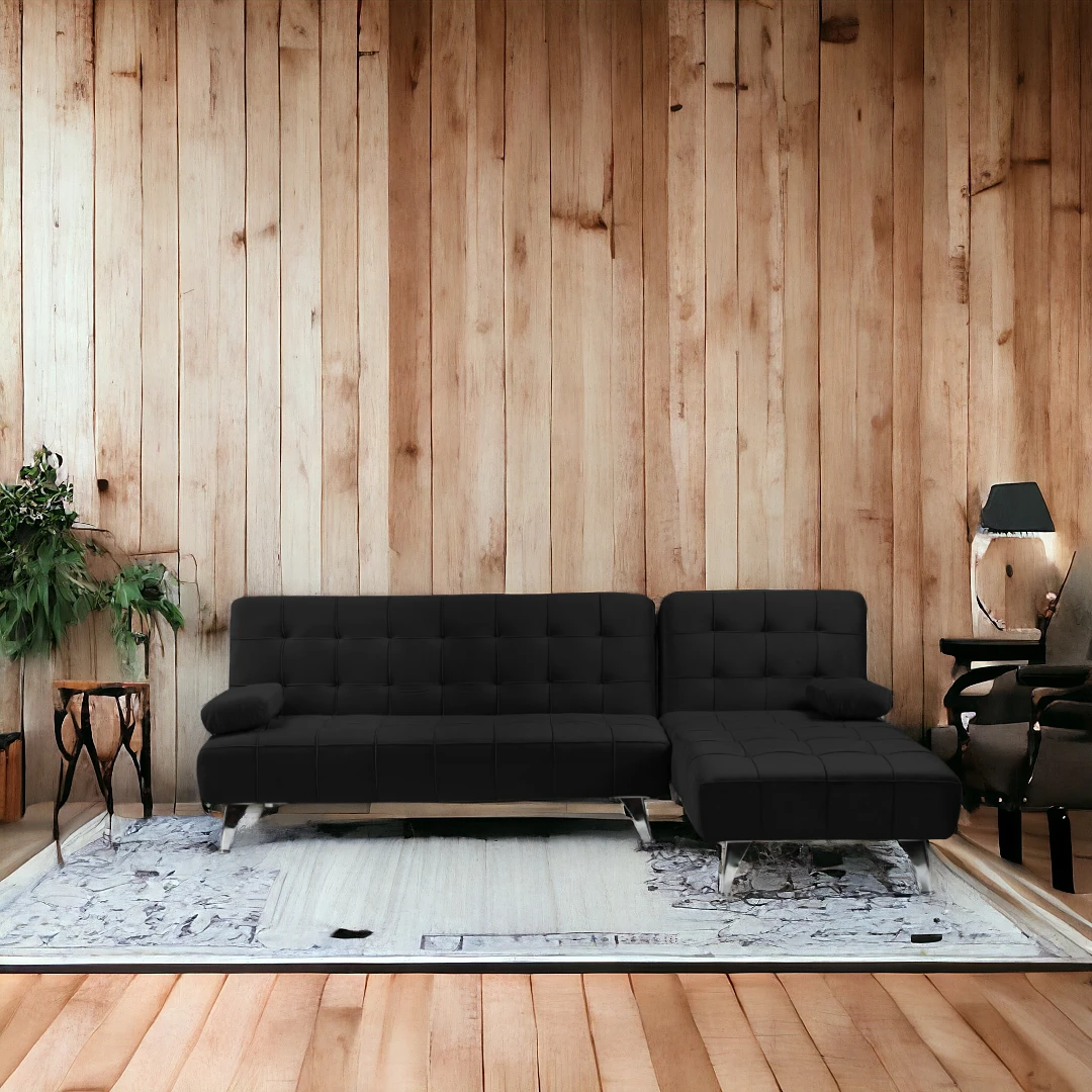 Elevate your space with our elegant black velvet sofa bed, perfect for modern homes. Nordic Corner Sofa Bed