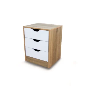 Modern White and Oak Nightstand for Bedroom Storage