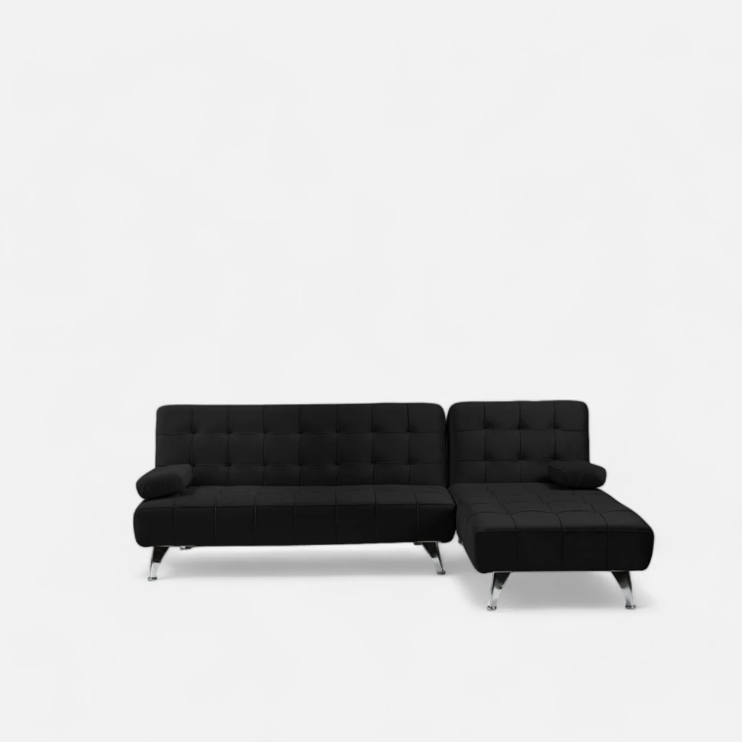 Corner Sofa Bed in Black velvet
