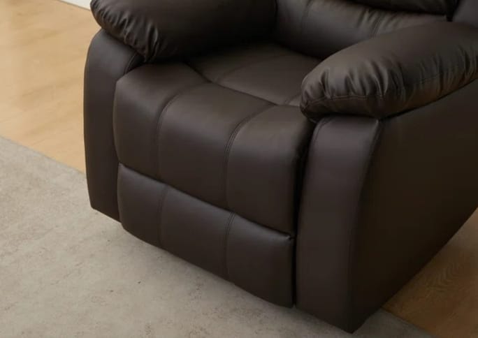 Luxurious brown leather recliner chair comfort shot