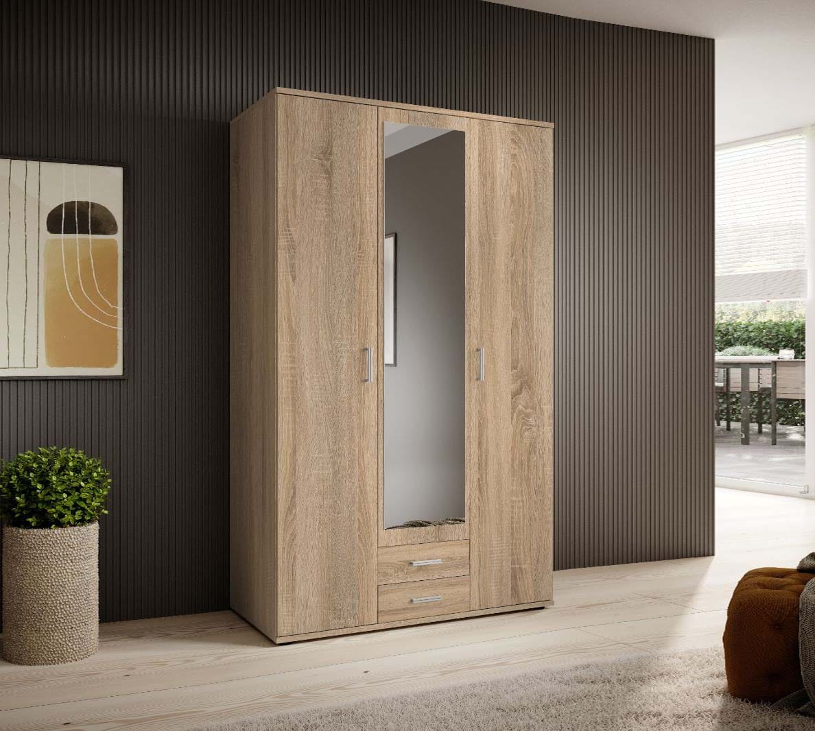 Wardrobe 3-Door Oak