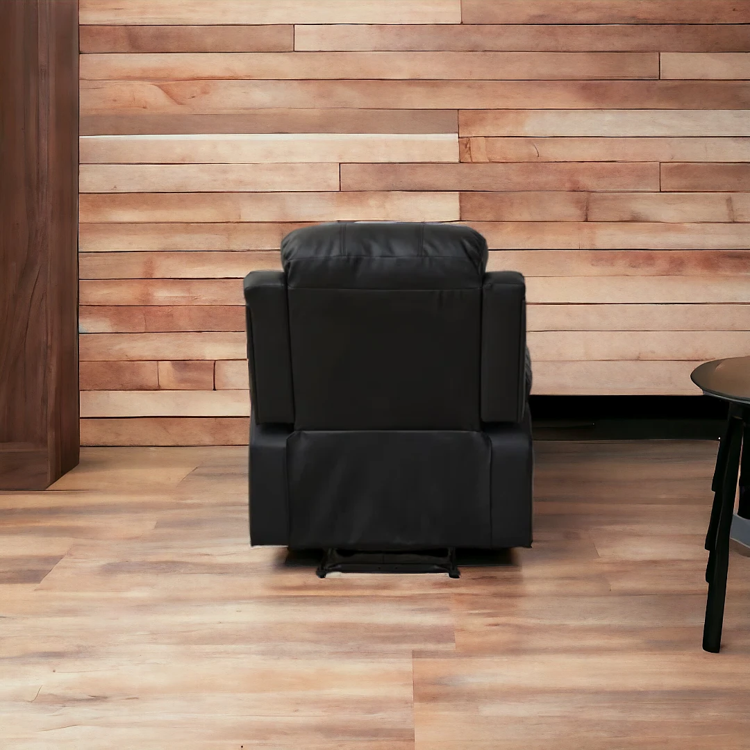 Contemporary black leather recliner chair lifestyle image