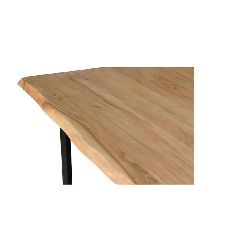 Solid wood dining table with a rustic finish, ideal for versatile dining spaces