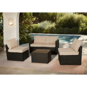 Garden rattan seating set for patio or terrace
