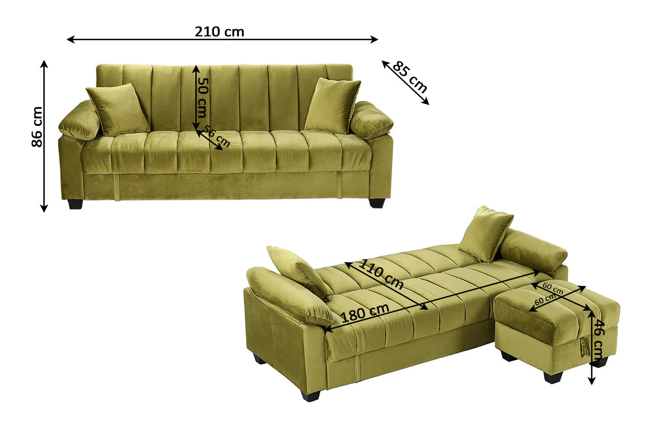 Contemporary lime sofa bed with comfortable seating
