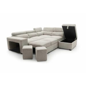 Ander 260cm Beige Corner Sofa Bed with Storage Footstool