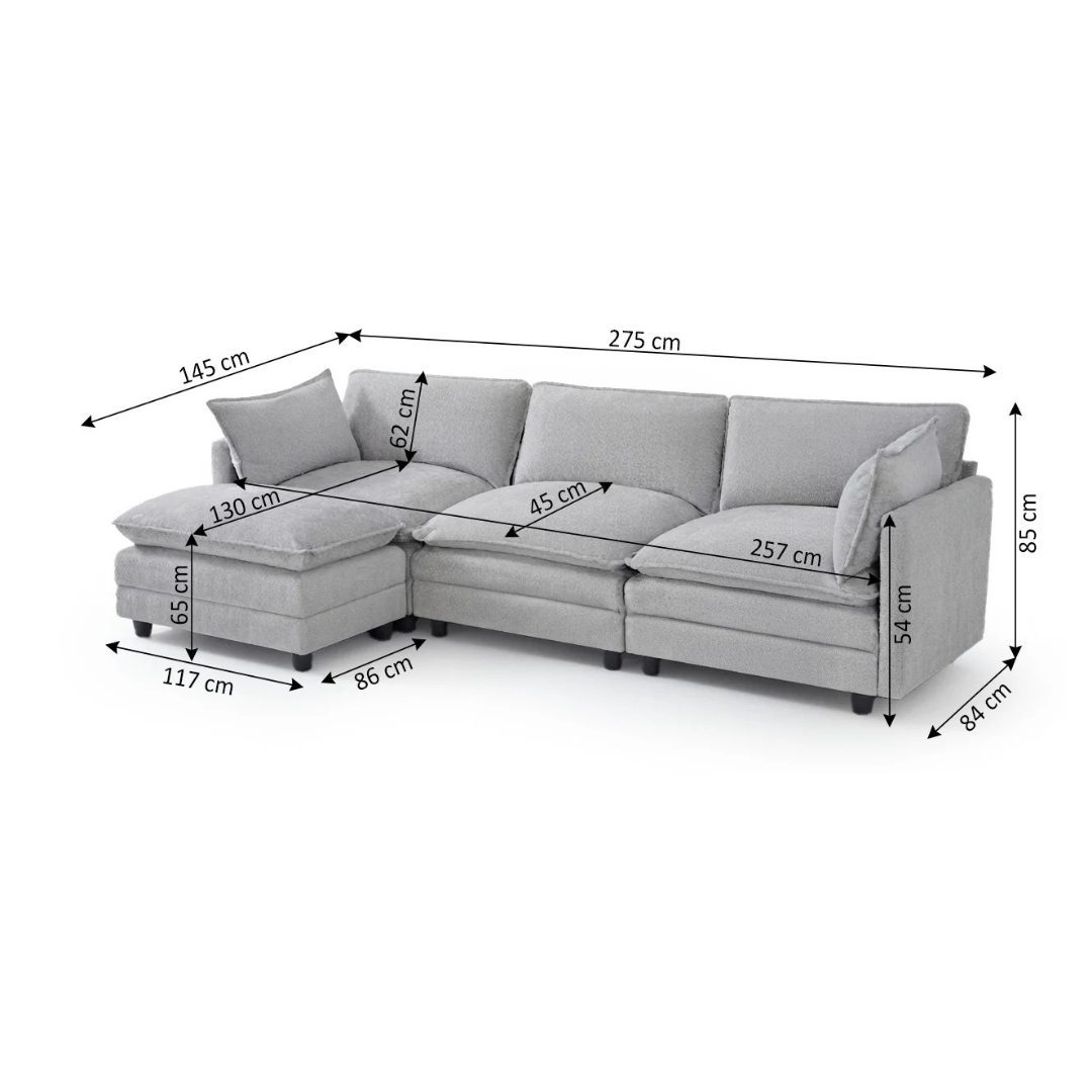 Collin grey modular sofa front view