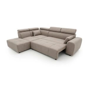 Dolce beige corner sofa bed with separate pouf