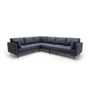 Lea 270cm grey fabric corner sofa full corner view