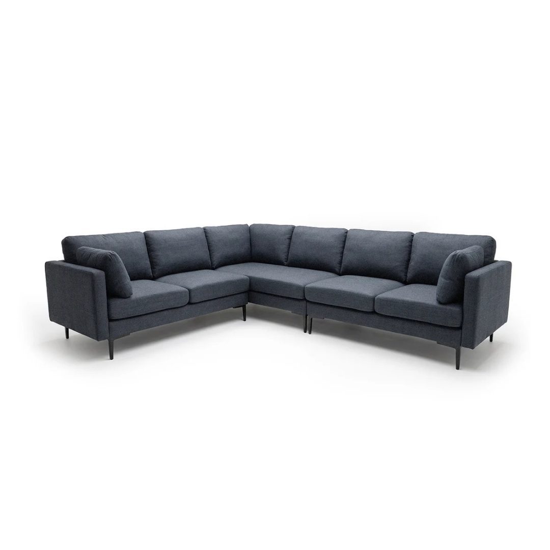 Lea 270cm grey fabric corner sofa full corner view