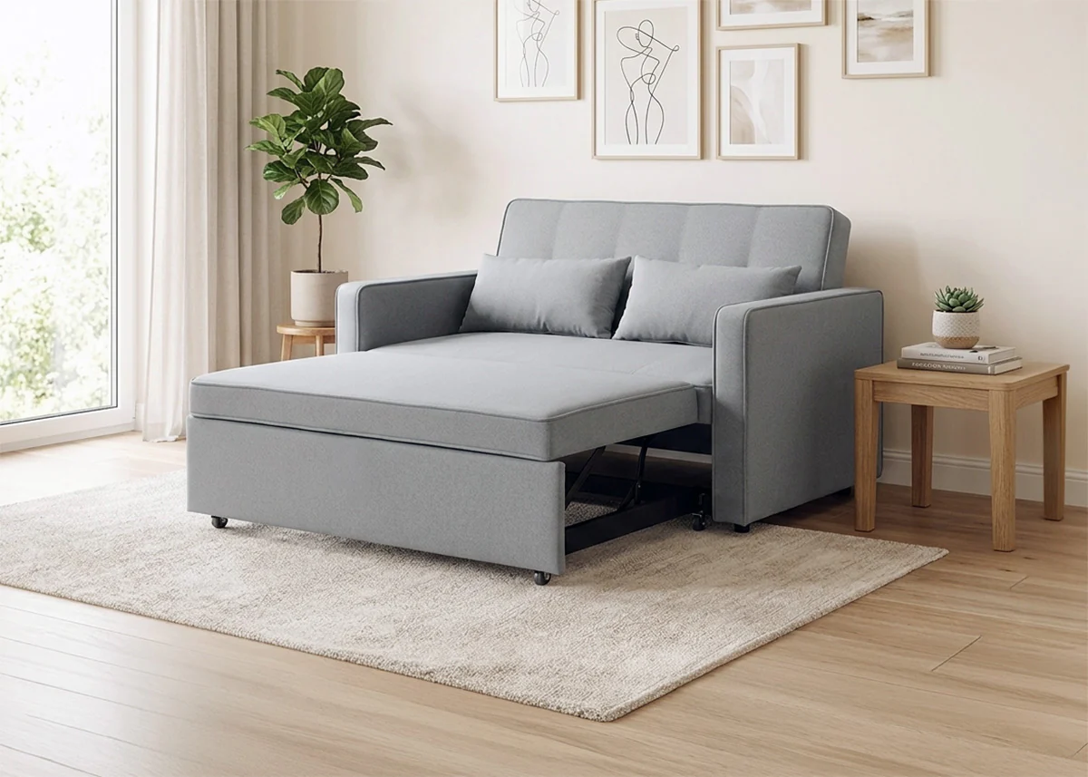 2 Seater Sofa Bed - Pull-out - 132cm - Grey - Image 2