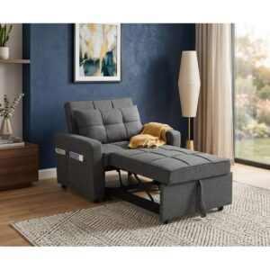 Padded seating area on Pabs grey 1 seater sofa bed