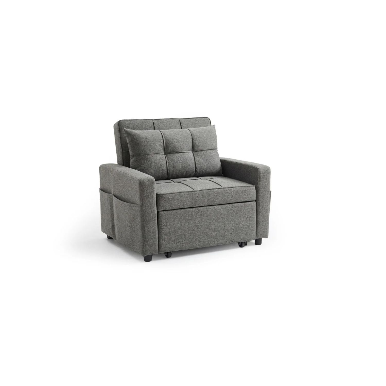 Pabs grey single sofa bed opened for sleeping