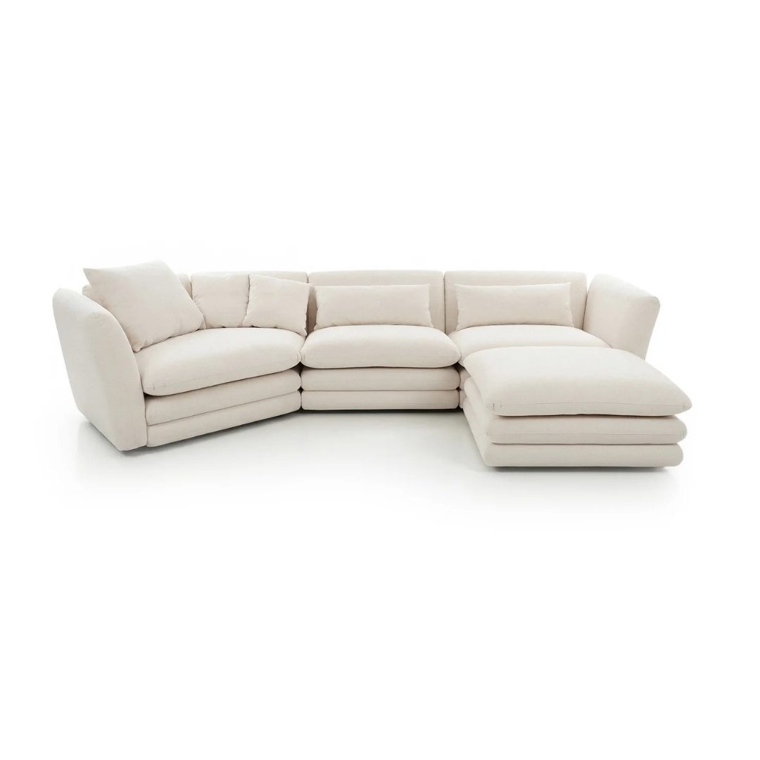 Angelina beige sectional sofa 355cm for large living rooms