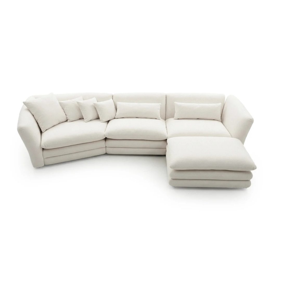 Beige curved chaise sofa Angelina with contemporary modular design