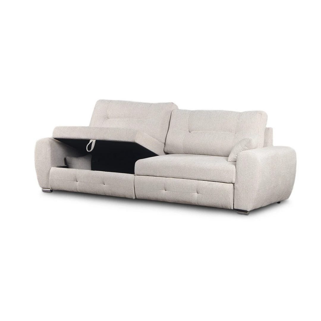 Beige fabric Lila chaise longue sofa with soft cushions