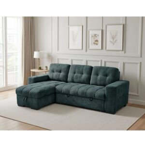Four seater fabric corner sofa providing generous living room seating