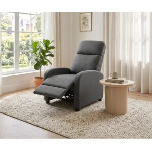 Grey recliner armchair Ellie shown from the front in an upright position