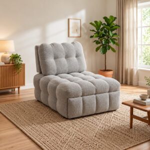 Noelle grey convertible chair bed in upright seating position